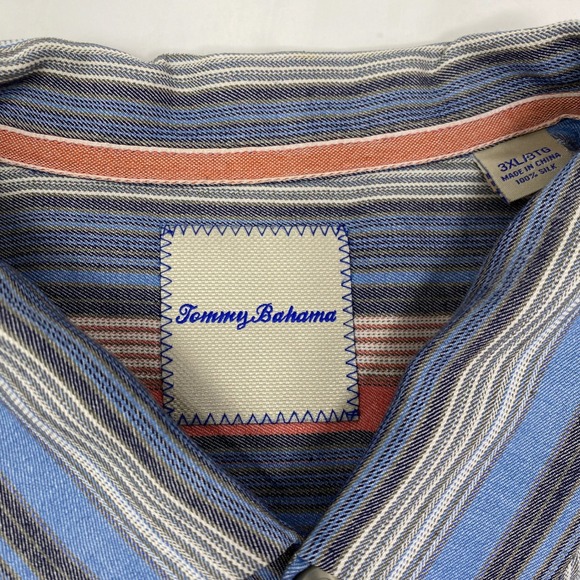 Tommy Bahama Silk Button Up Shirt Vertical Stripe Short Sleeve 3XL - Picture 4 of 4